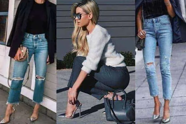 What to wear with silver & metallic heels?