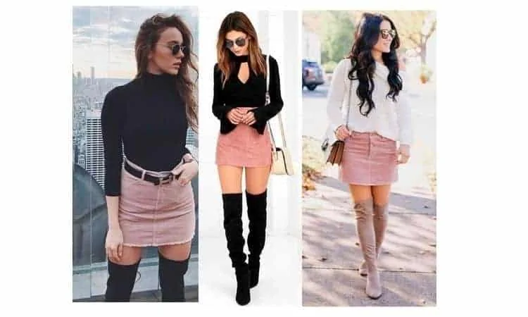 what to wear with a pink corduroy skirt