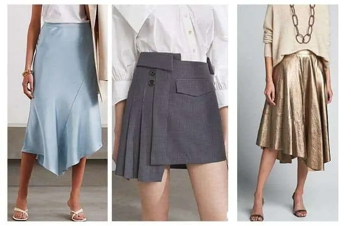 What to wear with an asymmetrical skirt or handkerchief hem skirt?