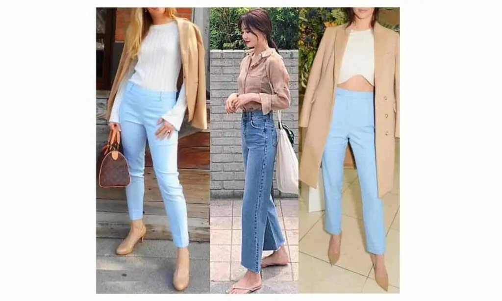 what to wear with light blue pants
