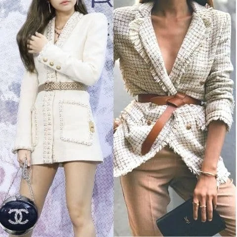 how to wear Chanel style tweed jacket, how to wear tweed coat with jeans women