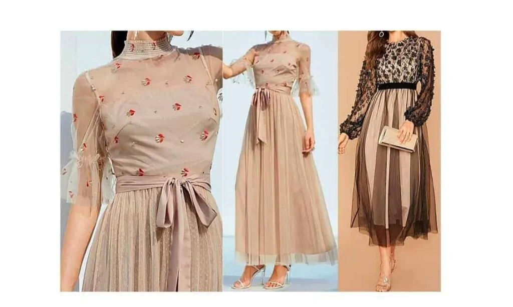 sheer overlay dress with sleeves