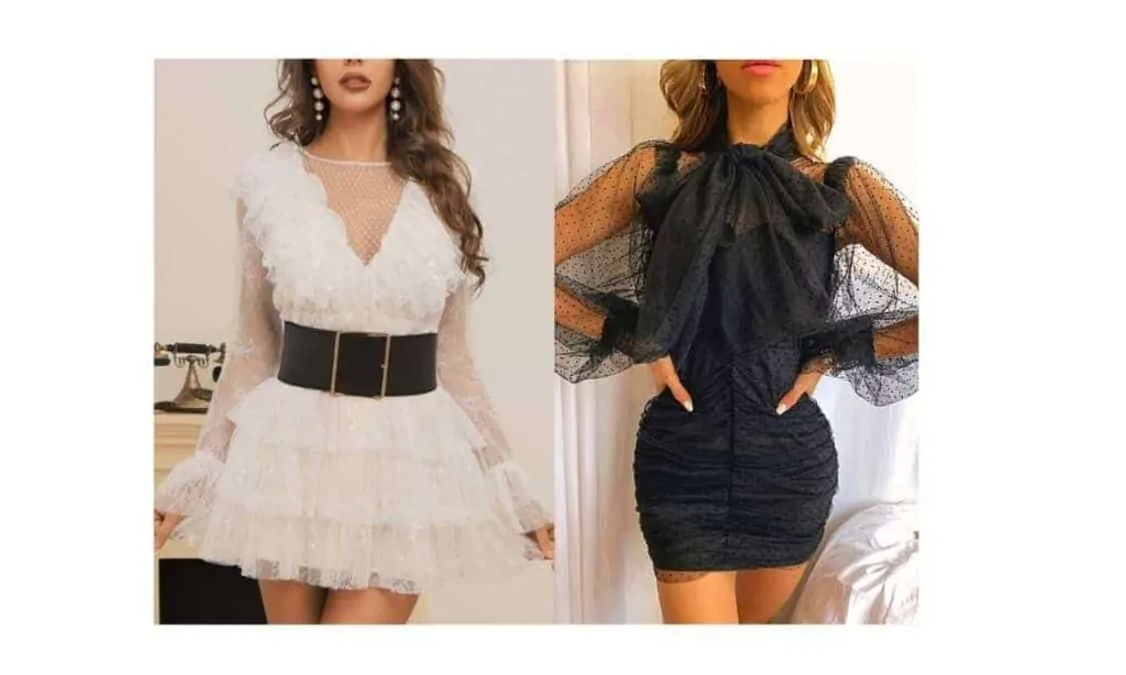 sheer overlay dress with sleeves