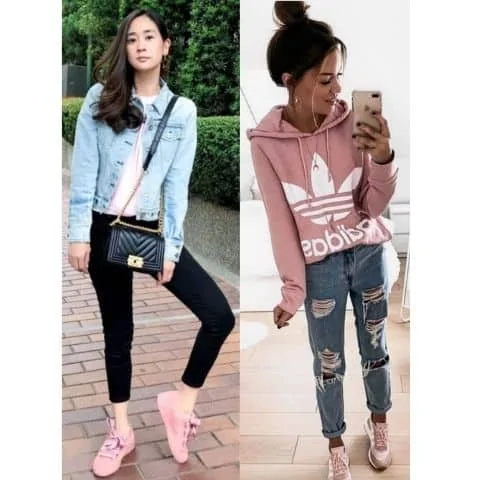how to wear pink sneaker ladies