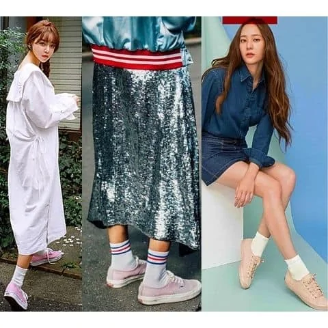 how to wear pink sneaker ladies with socks