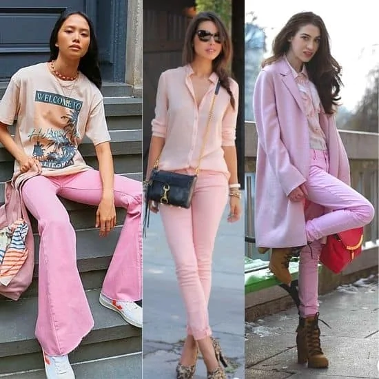 what to wear with pink jeans ladies, pink jeans outfit ideas