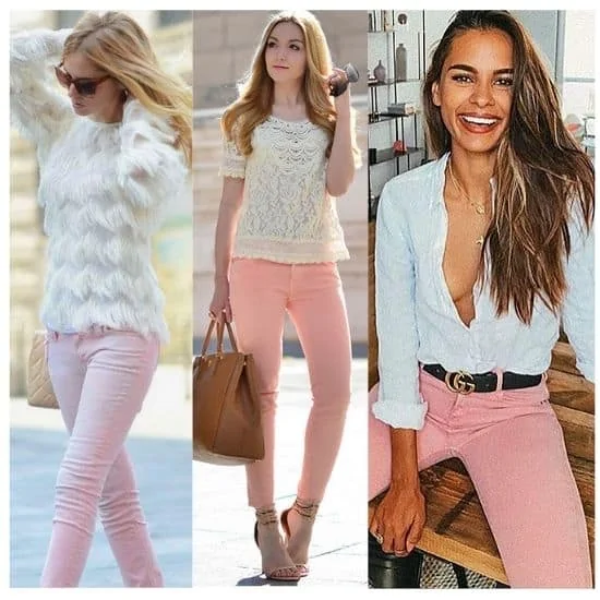 what to wear with pink jeans ladies, pink jeans outfit ideas