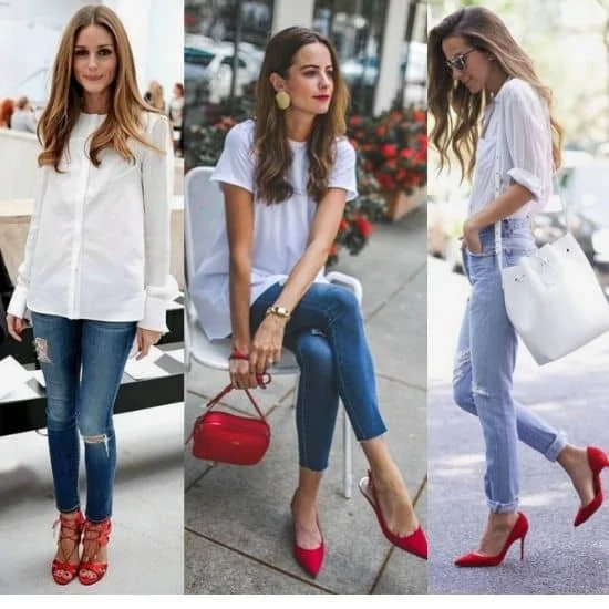 what to wear red shoes ladies, what to wear with red heels