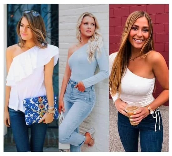 how to wear one-shoulder top , one shoulder top outfits