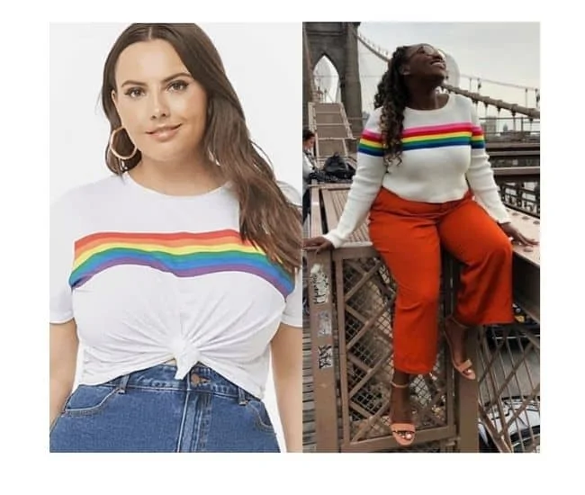 pride outfit ideas plus size, rainbow outfits for pride