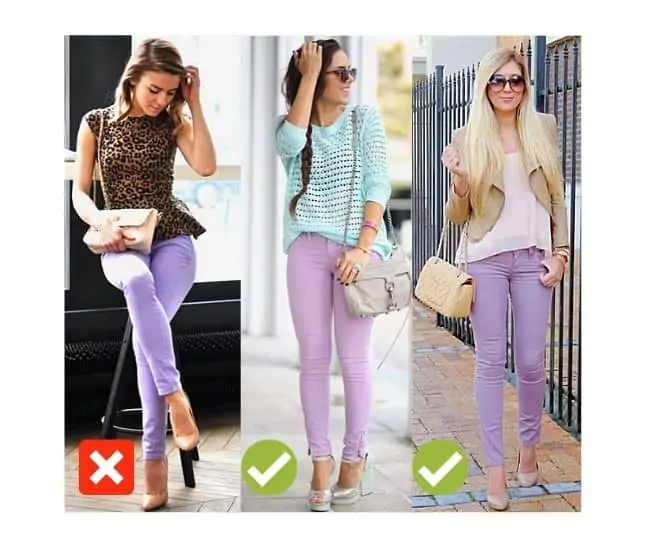 what to wear with lavender lilac jeans
