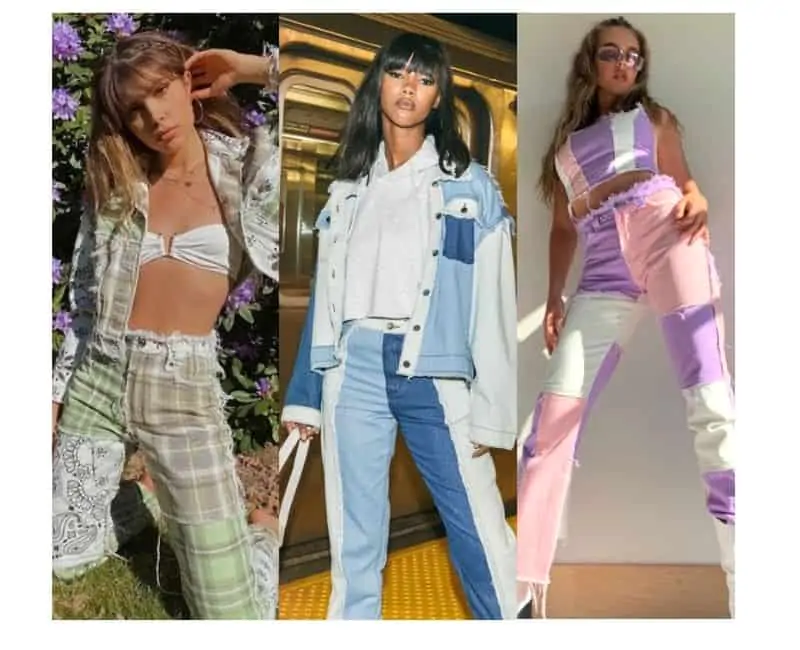 what to wear with  patchwork jeans