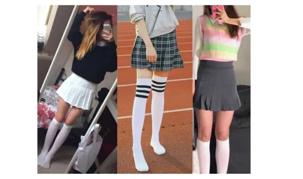 aesthetic white knee high socks outfit