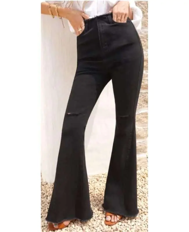 Black flared jeans outfit ideas