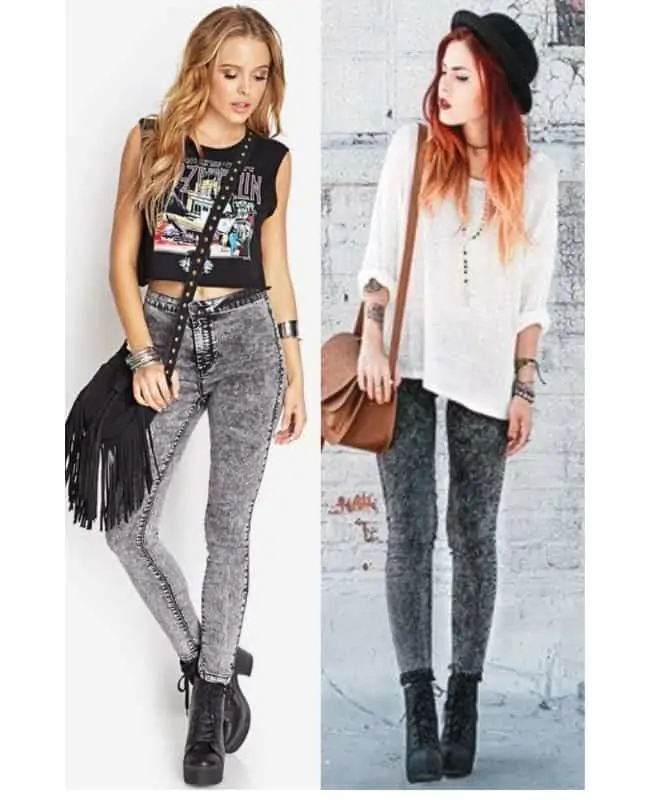 Black acid wash jeans outfit ideas