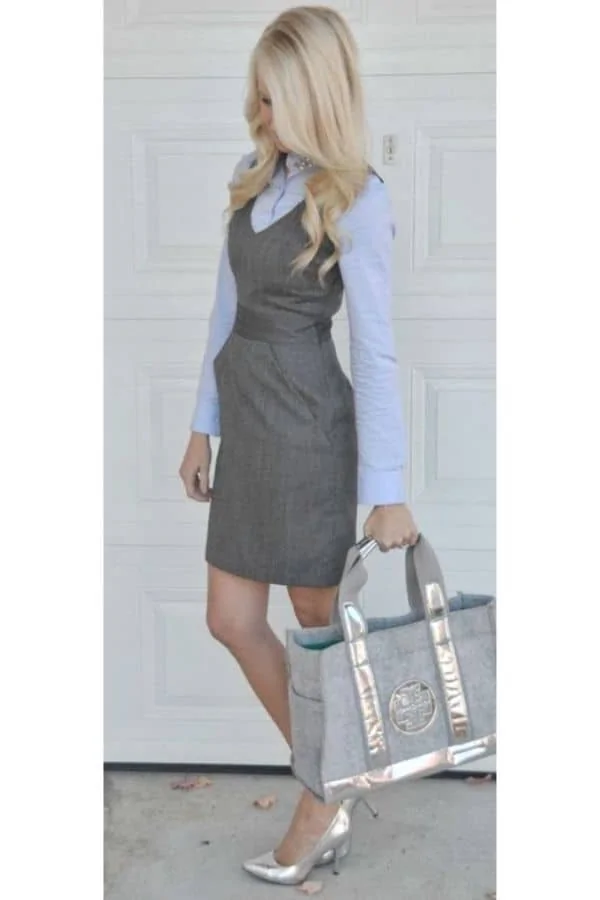 grey dress outfit winter