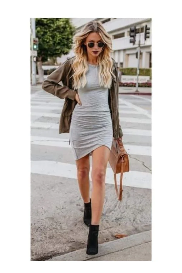 Grey T shirt dress outfit ideas