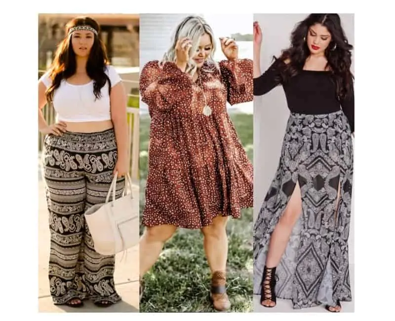 how to dress boho, plus size boho outfit ideas
