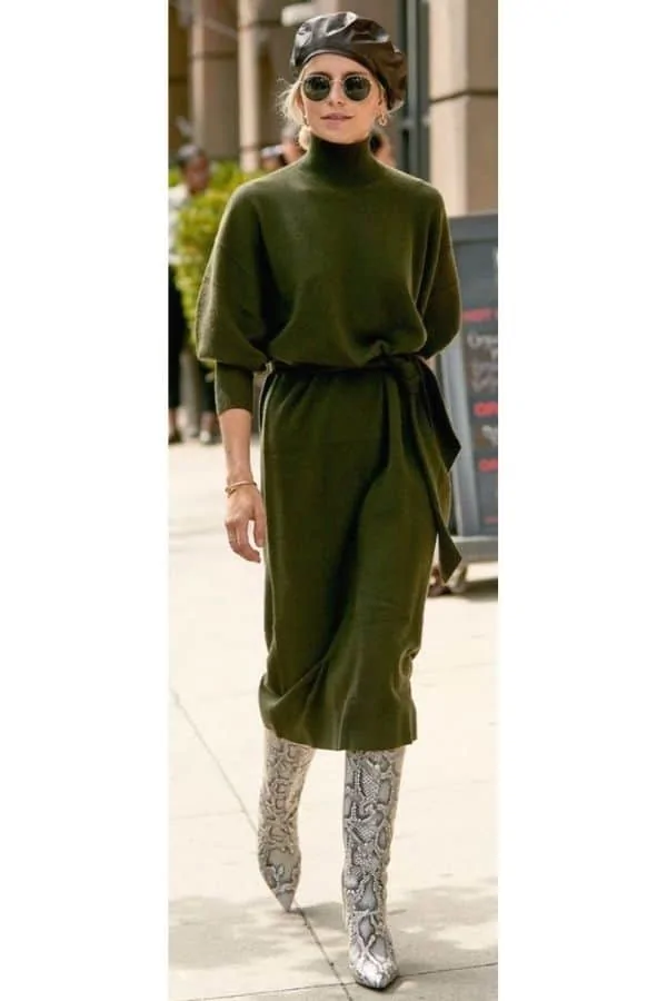 Green sweater dress outfit