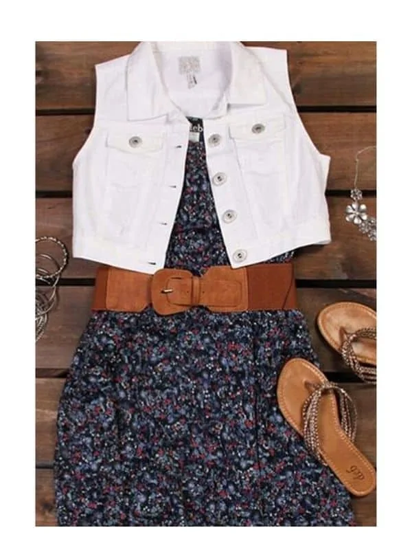 white denim vest outfit ideas