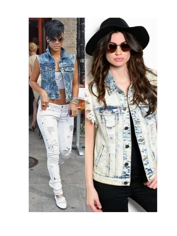 sleeveless denim jacket womens outfit 