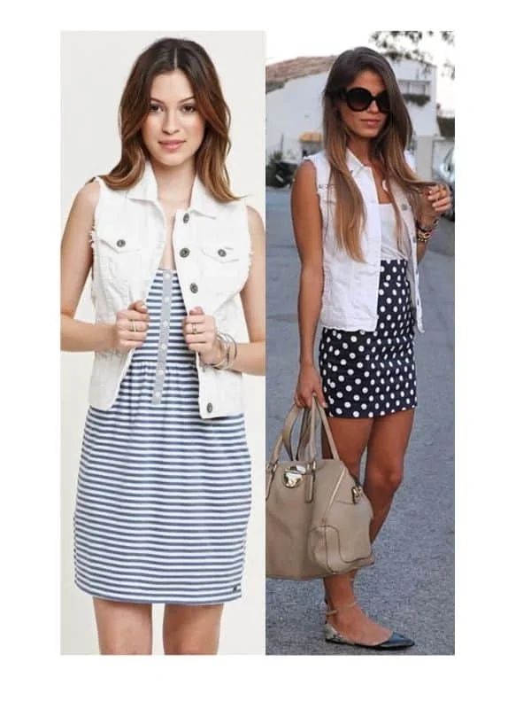 white jean vest outfit ideas