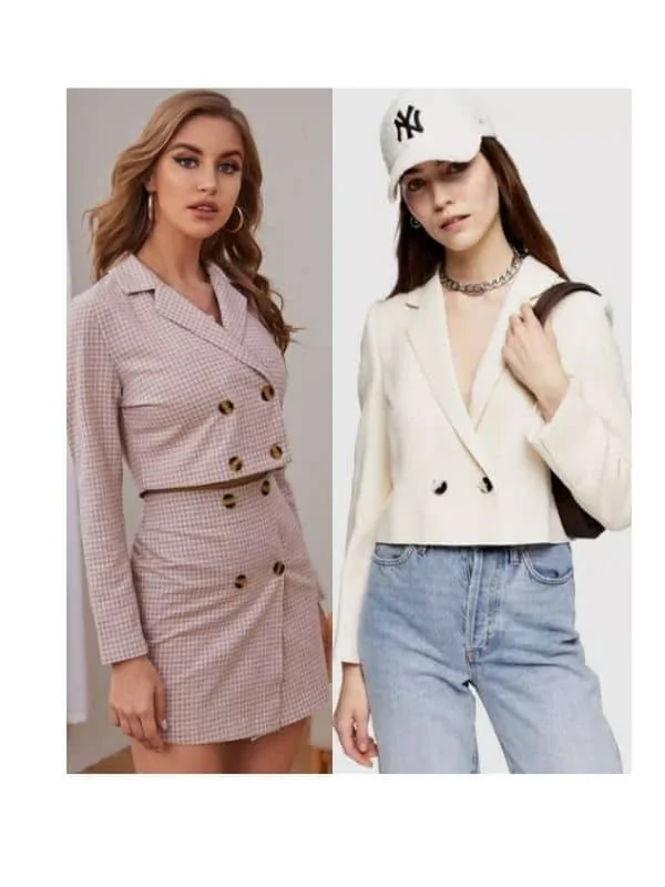 Cropped double breasted blazer