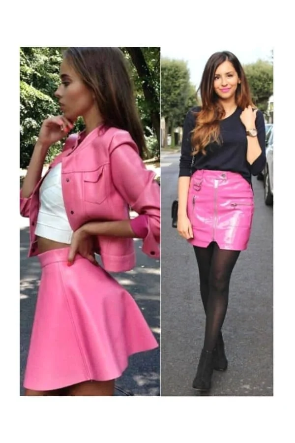  Hot pink leather skirt outfit ideas 