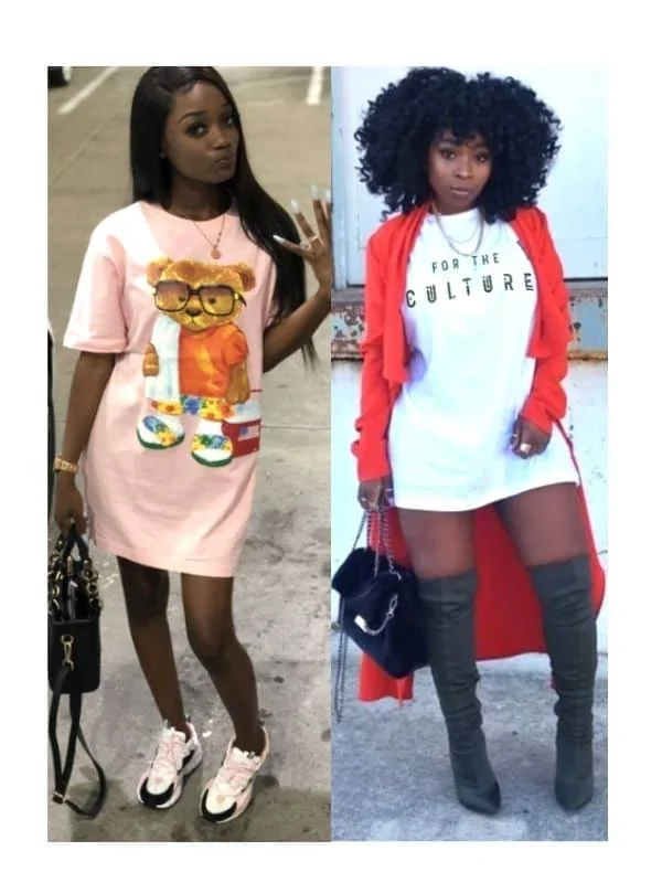  T-shirt dress outfit black girls