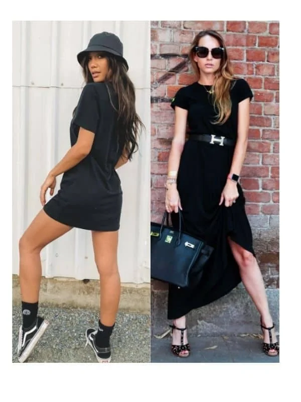 Black T shirt dress outfit 