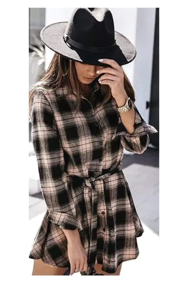 flannel shirt dress outfit