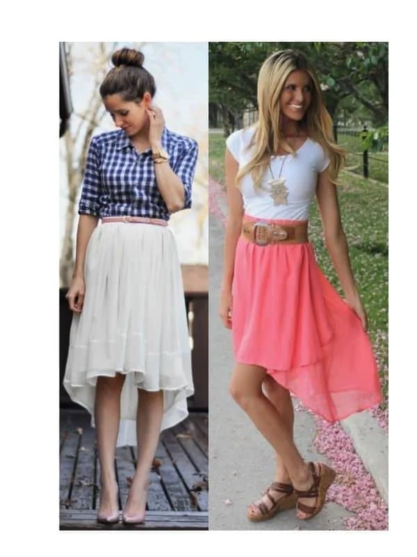 How to wear chiffon high low skirt