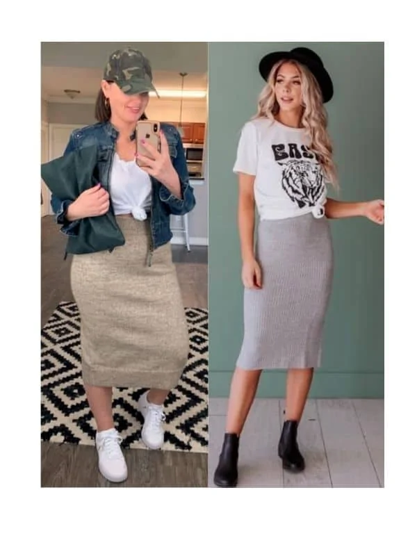 What shirt to wear with a long knitted skirt