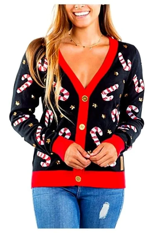 Festive candy cane sweater