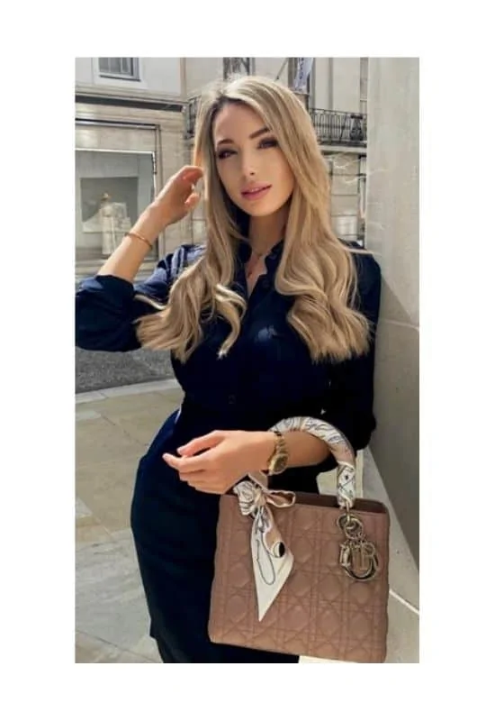 Beige Lady dior bag with scarf