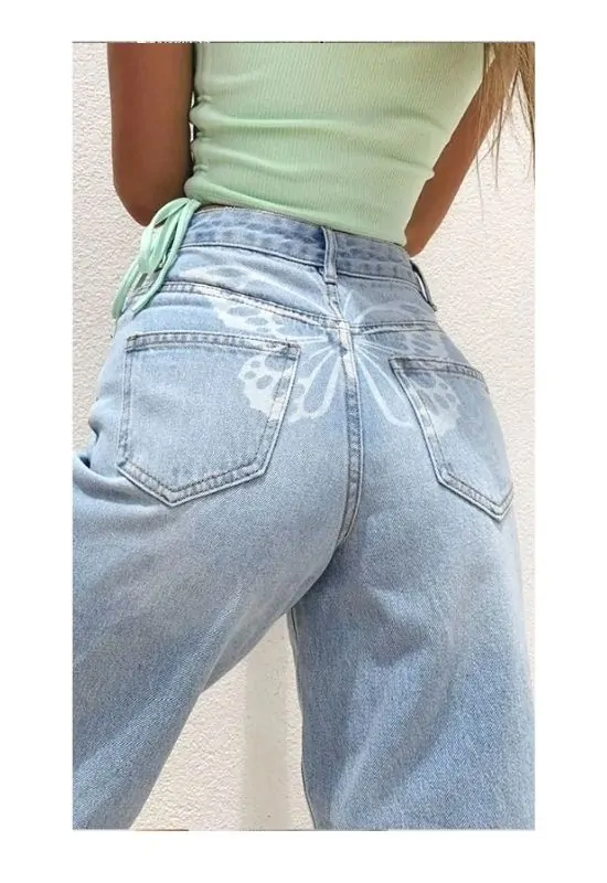 Butterfly print jeans