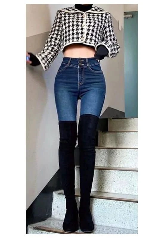 Ulzzang fashion with thigh high boots