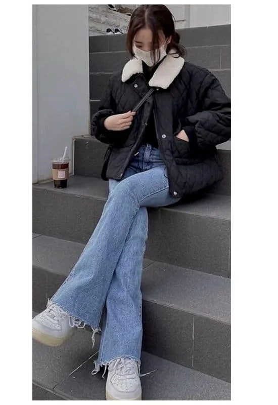 Korean jeans winter look