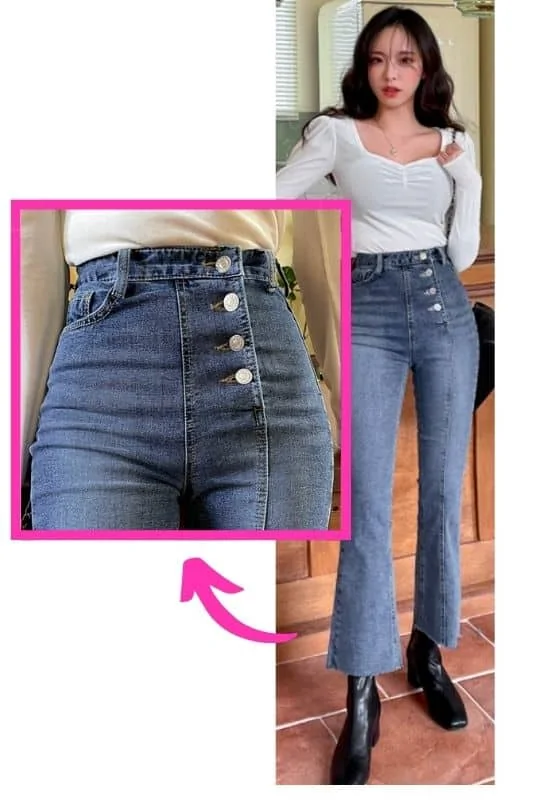 Stylish asymmetrical korean jeans