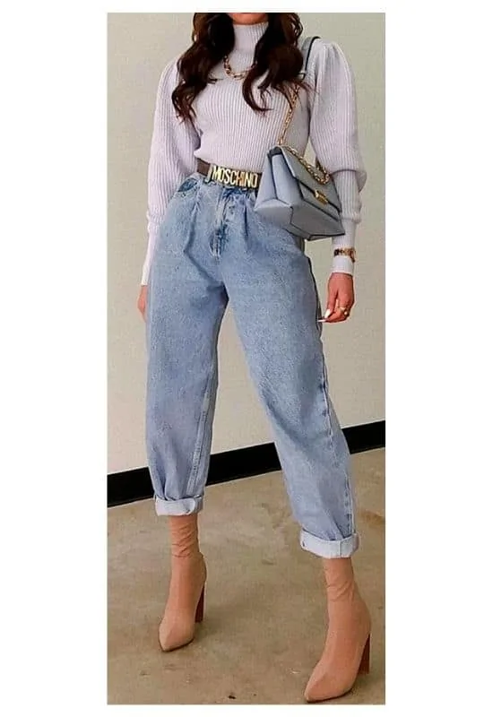 Korean boyfriend jeans outfit