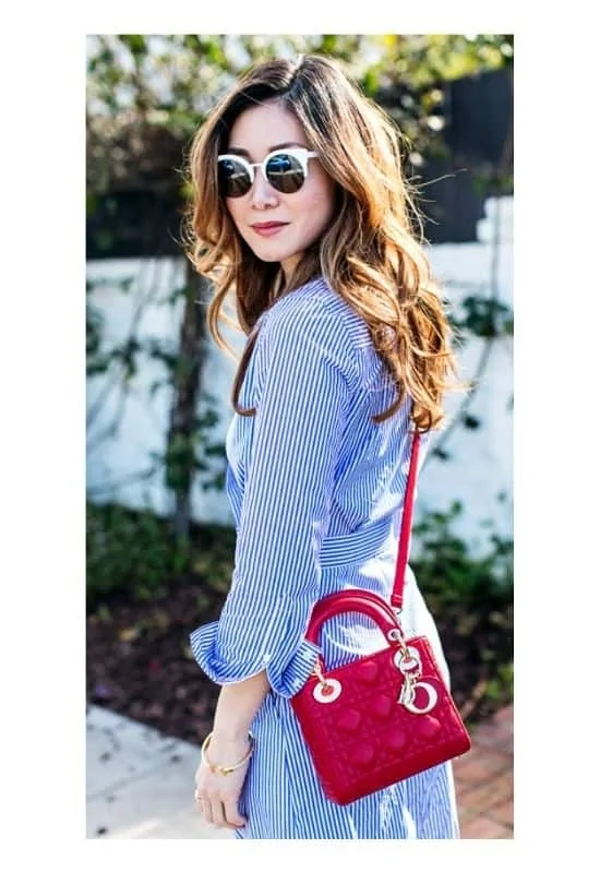 micro red lady dior outfit