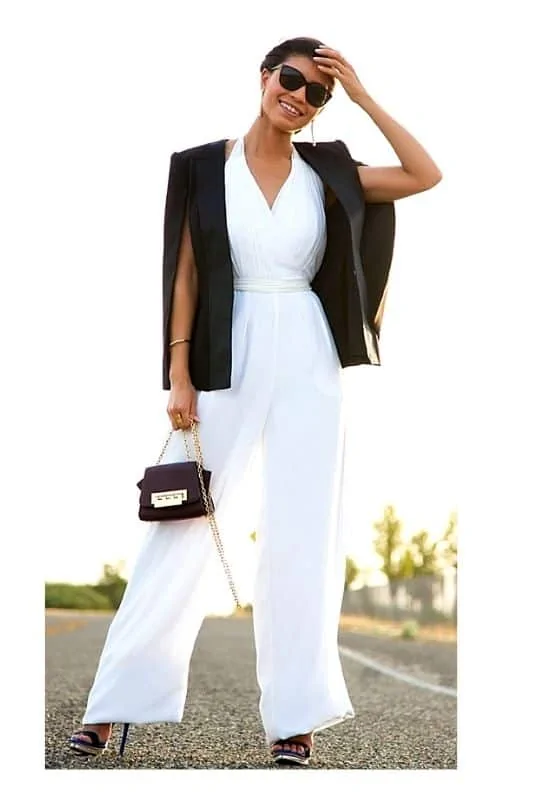 how to dress up a jumpsuit blazer cape