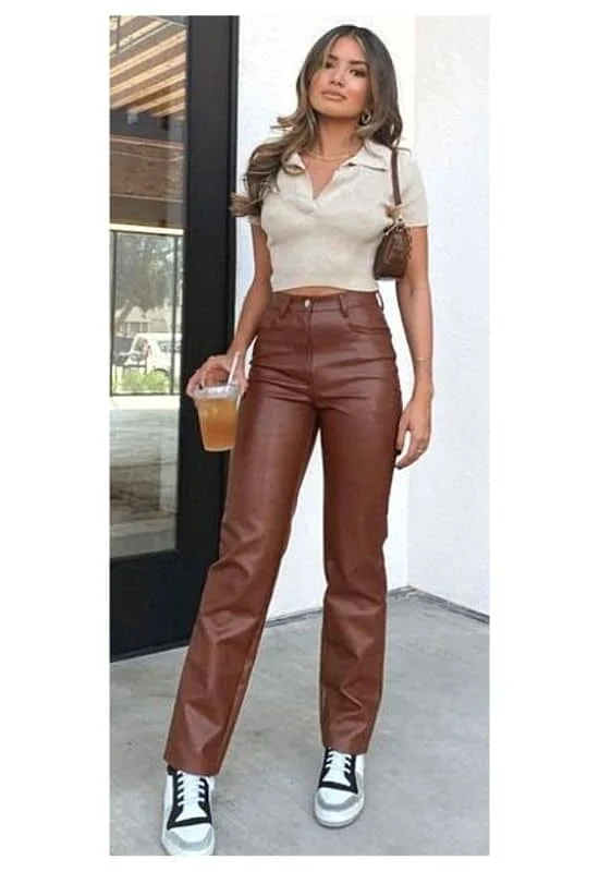 thanksgiving baddie outfit leather pants