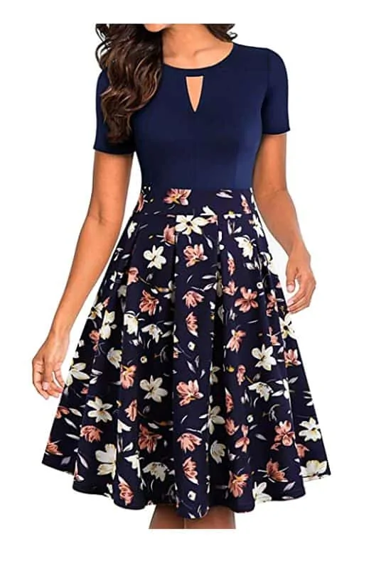 Vintage Midi Print dress for Oath ceremony