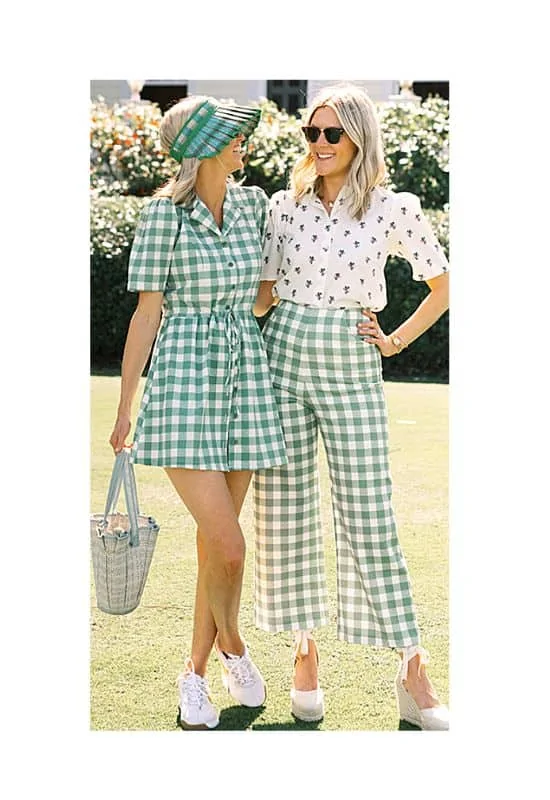 Fashionable golf spectator outfit