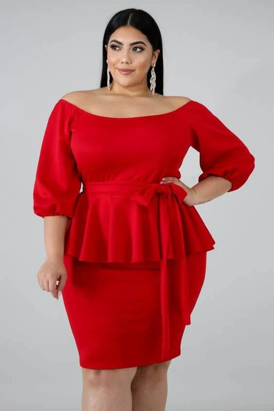 plus size 21st birthday outfits red pleplum dress