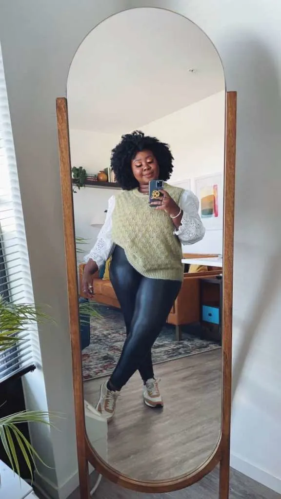 How to look preppy faux leather leggings