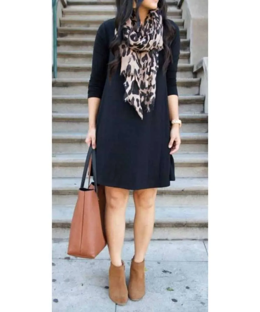 winter t-shirt dress outfit ideas