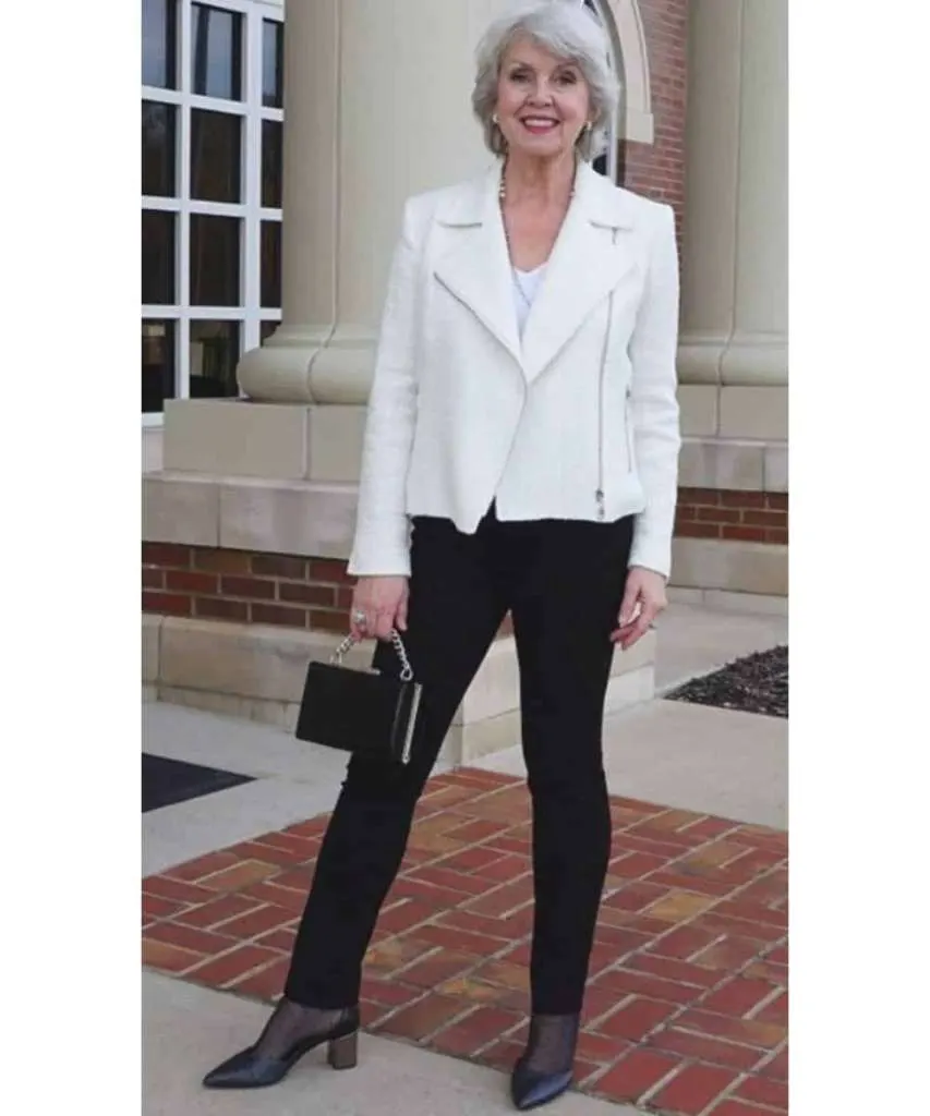 Dress hip in a biker jacket