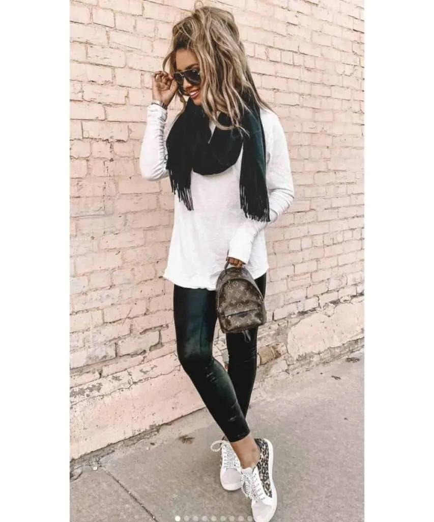 faux leather pants polished look